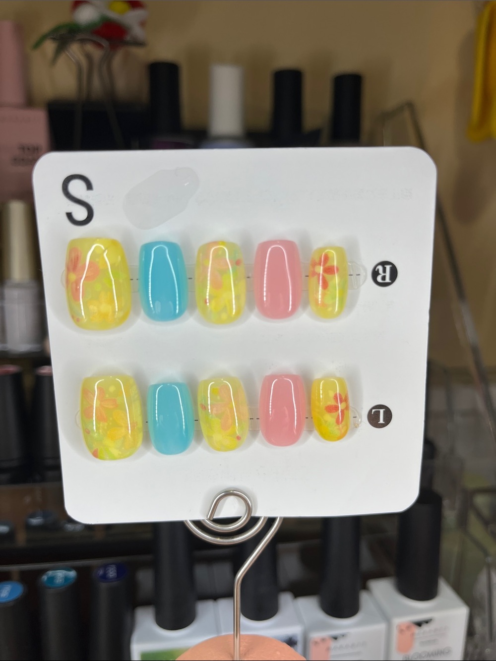 Yellow Floral & Pastel Press-On Nails - Size S